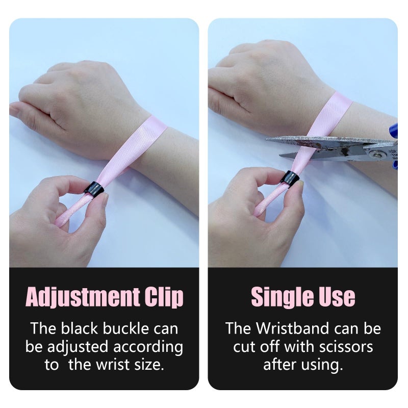 Comflora 100 Pcs Cloth Event Wristband  Disposable Wristbands for Events  Colored Wristbands Events for Lightweight Concert Club Entrance Wrist Strap Party Wristband Event (Color : Pink) - Image 4